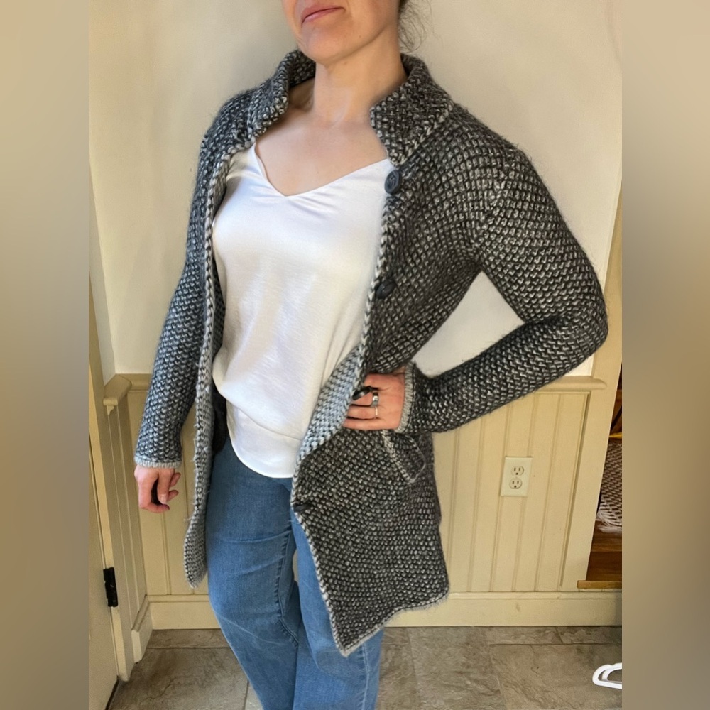 Cocogio Knit Long Sweater Jacket Made in Italy Women's Size Small Wool Blend